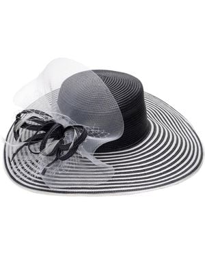 August Accessories Striped Wide Brim Hat - Gray