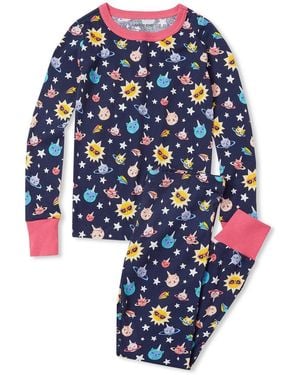 Lands' End Kids Long Sleeve Top And Bottom Snug Fit Pajama Set - Blue