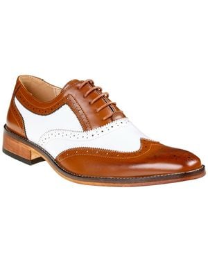 Gino Vitale Two Tone Wing Tip Oxford Dress Shoes - Brown