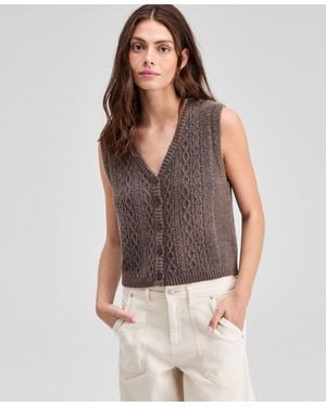And Now This Button-front Cable-knit Sweater Vest - Gray