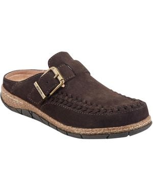 Earth Eileen Woven Suede Footbed Mule Clogs - Brown