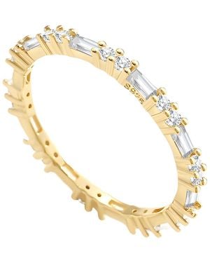 Mint & Lily 18k Gold Plated Sterling Silver Cubic Zirconia Baguette Stacking Ring - Metallic