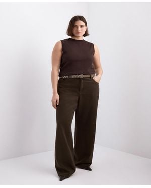 Mango Danila High-waisted Wide Leg Jeans - Brown