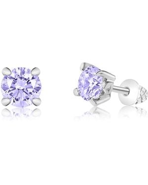 Chanteur /girl/june Crystal White Gold Palladium Plating Screwstud Earring - Blue