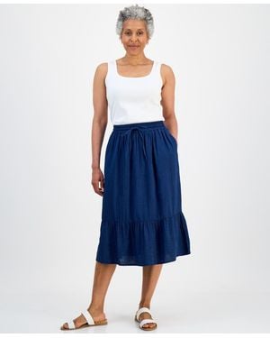 Style & Co. Petite Cotton Gauze Midi Skirt - Blue