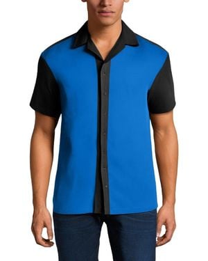 Kingsize Big & Tall Colorblock Camp Shirt - Blue