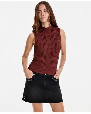 And Now This Cable-knit Mock-neck Shell - Red