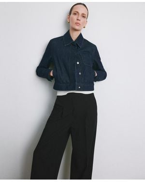 Mango Straight-fit Pleated Pants - Blue