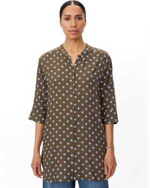 Masai Mageam Mandarin Collar 3/4 Sleeve Tunic - Brown