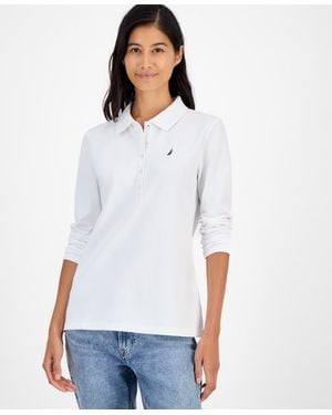 Nautica Jeans Long Sleeve Polo Shirt - White