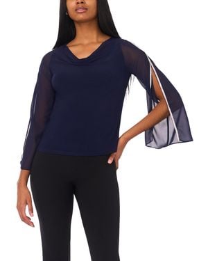 Msk Cowl Neck Rhinestone Top - Blue