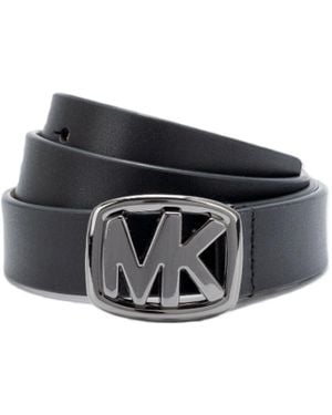 Michael Kors Michael Mk Buckle Leather Belt - Black