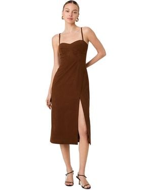 French Connection Sonja Sweetheart Neck Sleeveless Midi Dress - Brown