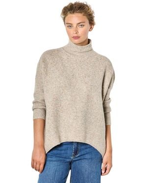 Apricot Mock Neck Cape Rainbow-fleck Sweater - Natural