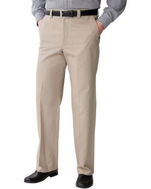 Kingsize Big & Tall Relaxed Fit Wrinkle-free Full Elastic Plain Front Pants - Natural