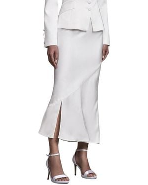Coast Satin Side-split Fitted Midi Skirt - Gray