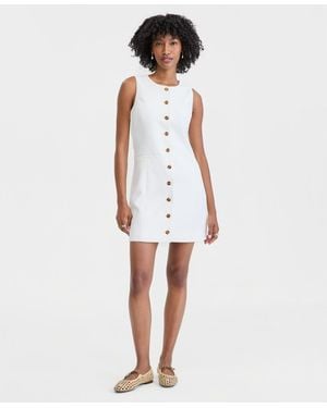 On 34th Solid Crepe Mini Shift Dress - White