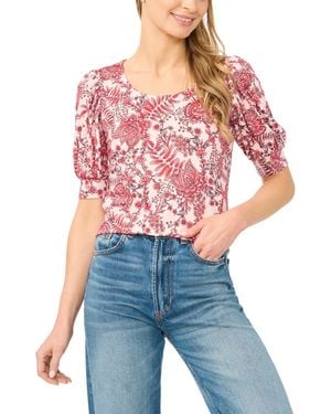 Cece Crew Neck Shirred Short-sleeve Blouse