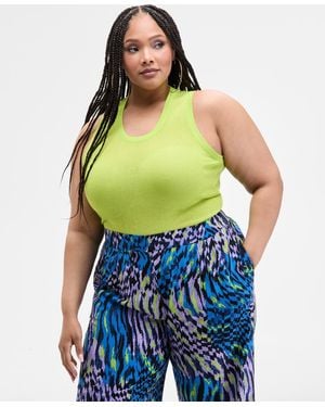 Nina Parker Trendy Plus Size Sheer Sweater-knit Tank - Green
