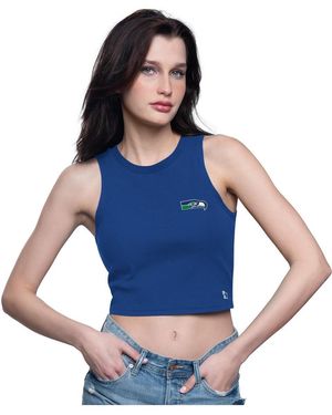Starter Seattle Seahawks Show Up Cropped Tank Top - Blue
