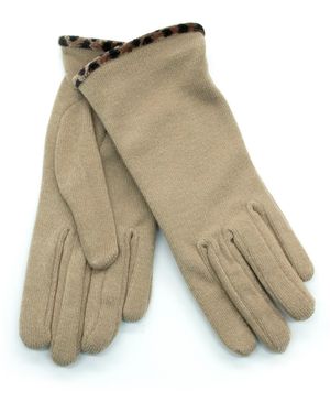 Portolano Animal Print Piping Gloves - Natural