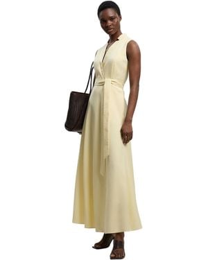 Karen Millen Tailored Linen Wrap Maxi Dress - White