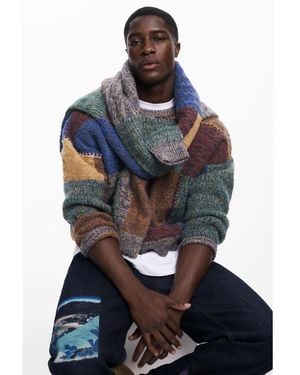 Desigual Thick Patchwork Sweater - Blue