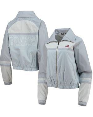 The Wild Collective Atlanta Braves Colorblock Track Raglan Full-zip Jacket - Blue