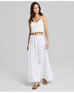 And Now This Cotton Tiered Pull-on Maxi Skirt - White