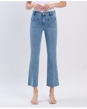 Flying Monkey High Rise Crop Flare Jeans - Blue