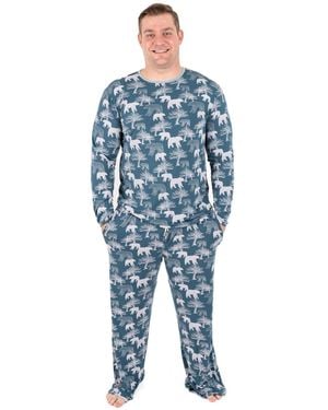Leveret Men S Two Piece Viscose From Bamboo Holiday Pajamas - Blue
