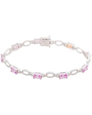 SUZY LEVIAN NEW YORK Suzy Levian Sterling Silver Emerald-cut Sapphire & Created White Sapphire Tennis Bracelet