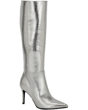 Guess Richee Tall Shafted Pointy Toe Knee High Dress Boots - White