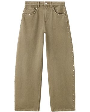 Mango Balloon Wide-leg Studs Jeans - Natural