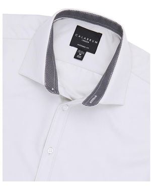 Calabrum Regular Fit Solid Wrinkle Free Performance Dress Shirt - White