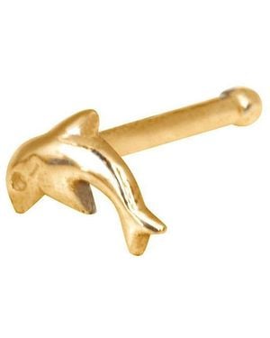Curata Jewelry Solid 14k Yellow Or White Gold 20g Polished Dolphin Nose Stud Ring Body Piercing Stud - Metallic