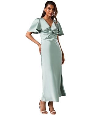 Oasis Angel Sleeve Midi Bridesmaid Dress - Green