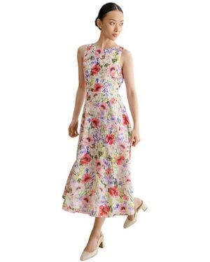 Hobbs Carly Floral Midi Dress - White