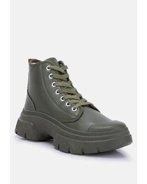 LONDON RAG Roxane Chunky Lace Up Boots - Gray