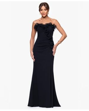 Xscape Petite Strapless Long Sheath Dress - Blue