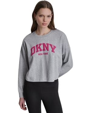 DKNY Varsity Logo Dropped Shoulder T-shirt - Gray