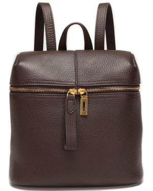 Susu Sutton Small Pebbled Leather Backpack Purse Top Handle Zipper Closure Travel Casual Bag - Brown