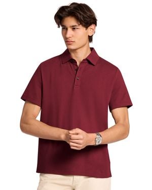Michael Kors Short Sleeve Bubble Knit Polo Shirt - Red
