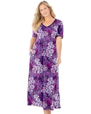 Dreams & Co. Petite Long T-shirt Lounger - Purple
