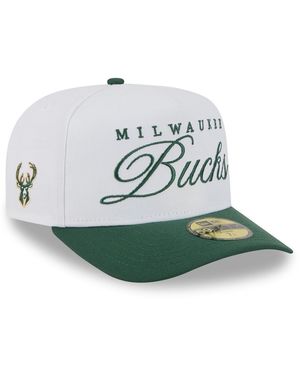 KTZ White/hunter Green Milwaukee Bucks 2025 Nba Draft A-frame 59fifty Fitted Hat