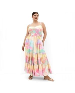 City Chic Kalea Swirl Print Maxi Dress - Pink