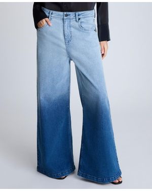 Kenneth Cole Comfort-stretch Gradient-dye Wide-leg Jeans - Blue