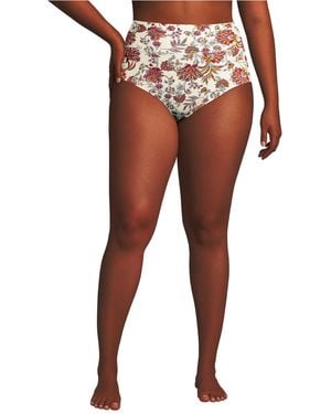Lands' End Plus Size Pinchless High Waisted Bikini Bottoms - Multicolor