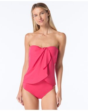 Vince Camuto Strapless Draped Tankini Top - Pink