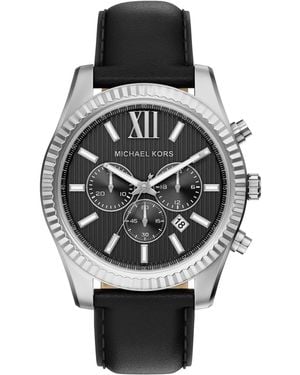Michael Kors Lexington Chronograph Leather Watch - Gray